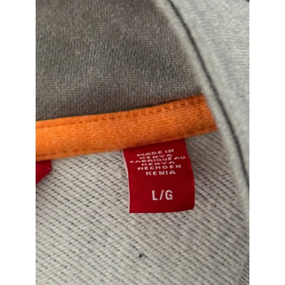 IZOD Gray Long Sleeve 1/4 Zip Pullover Men Size L Orange‎ Accents